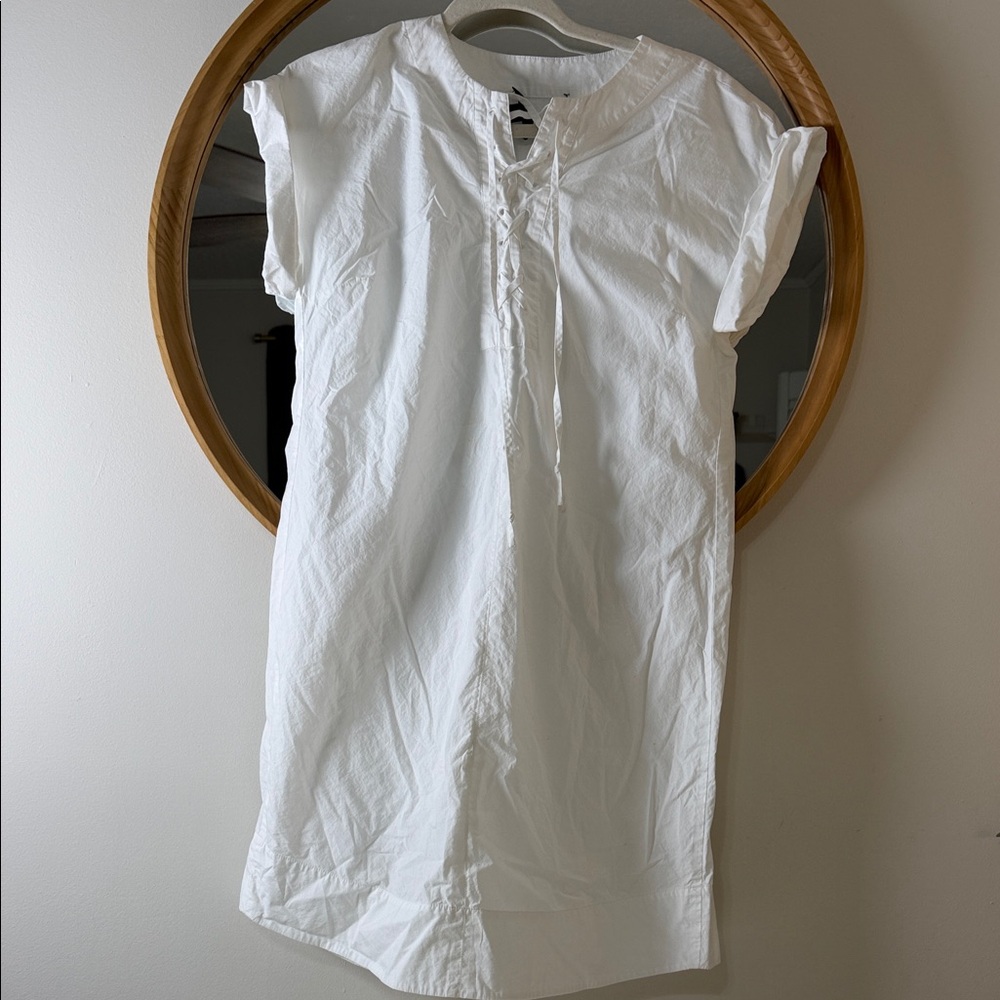 J. Crew White Cotton Lace-Up Midi Dress